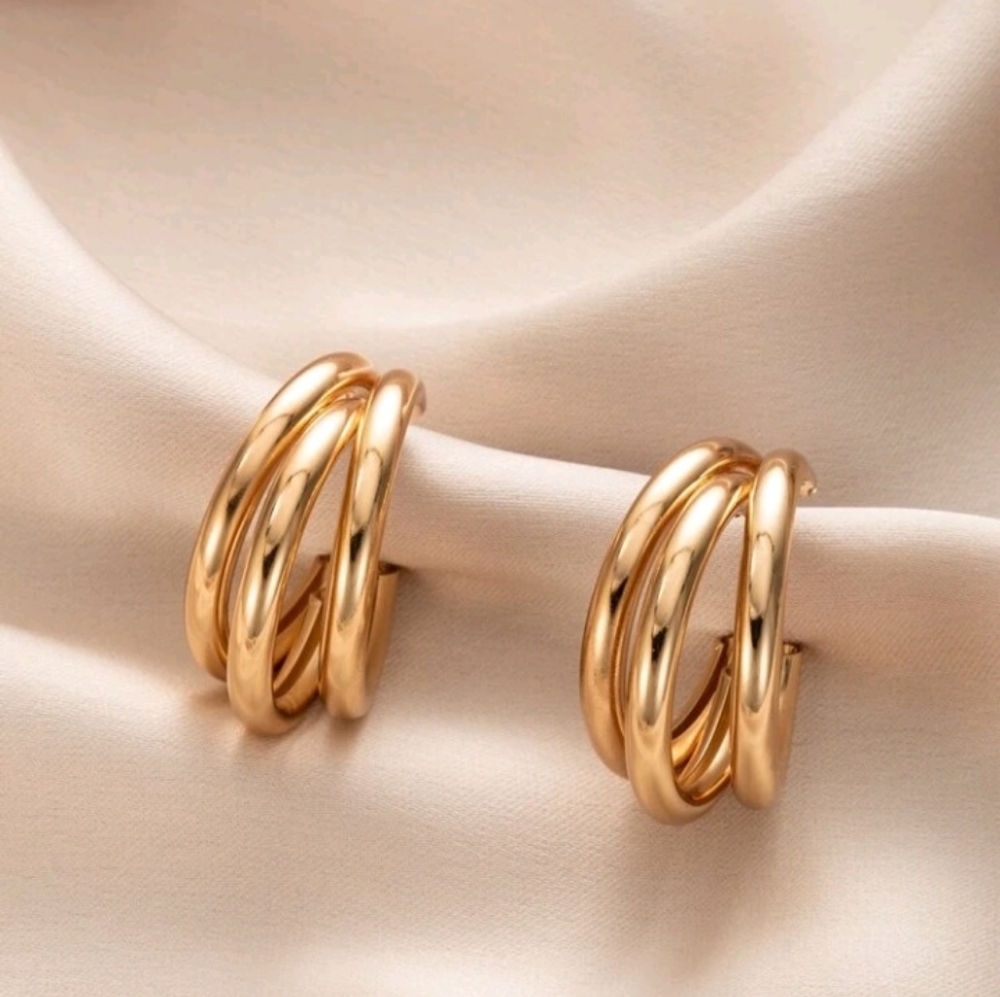 Gold Plated Hoop Earrings - Picture 2 of 7
